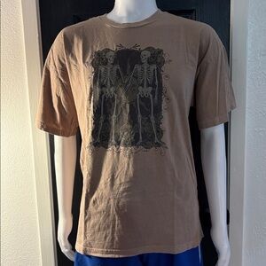 Brown Graphic Skeleton T-Shirt Vintage look XL